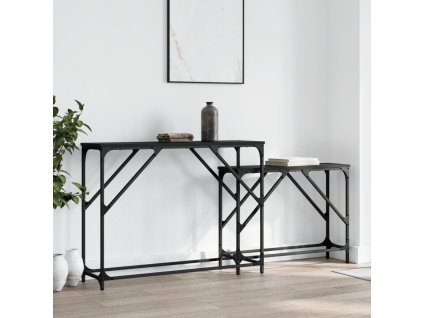 vidaXL Zasúvacie konzolové stolíky 2 ks čierne kompozitné drevo