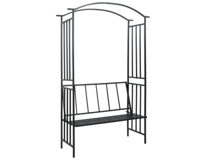 vidaXL Záhradná pergola s lavičkou čierna 128x50x207 cm železná