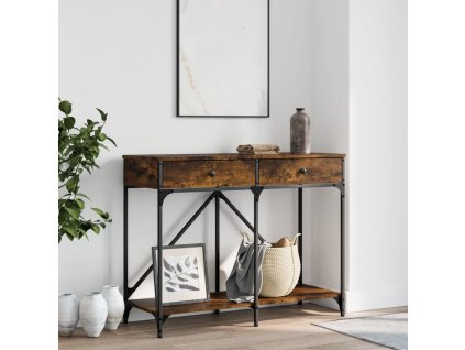 vidaXL Konzolový stolík dymový dub 100x39x78,5 cm kompozitné drevo