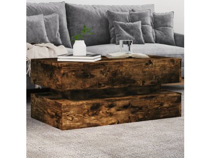 vidaXL Konferenčný stolík s LED svetlami dymový dub 90x50x40 cm