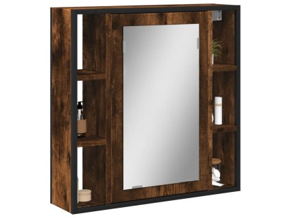 vidaXL Kúpeľ. skrinka so zrkadlom dymový dub 60x16x60 cm kompoz. drevo