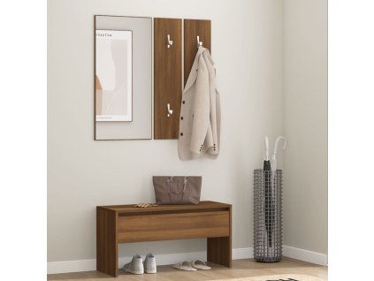 vidaXL Súprava nábytku do chodby hnedý dub spracované drevo