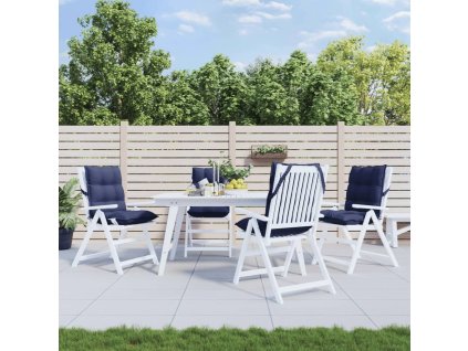 vidaXL Podložky na stoličky nízke operadlo 4 ks tmavomodré látka