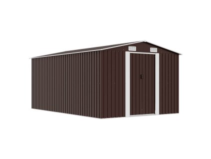 vidaXL Záhradná kôlňa 257x392x181 cm, kov, hnedá