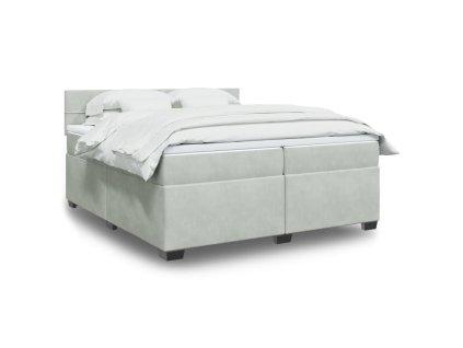 vidaXL Posteľný rám boxsping s matracom bledosivý 200x200 cm zamat