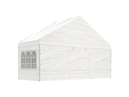 vidaXL Altánok so strechou, biely 5,88x2,23x3,75 m, polyetylén