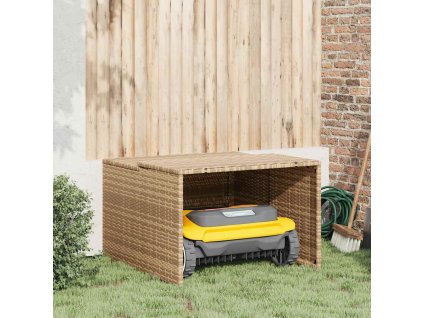 vidaXL Garáž na robotickú kosačku béžová 86x90x52/57 cm polyrattan
