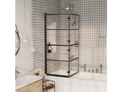 vidaXL Skladací sprchový kút ESG 120x140 cm čierny