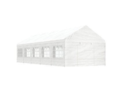 vidaXL Altánok so strechou, biely 11,15x4,08x3,22 m, polyetylén