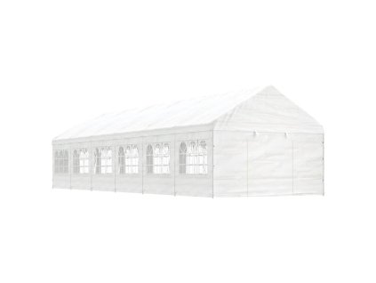 vidaXL Altánok so strechou, biely 13,38x4,08x3,22 m, polyetylén
