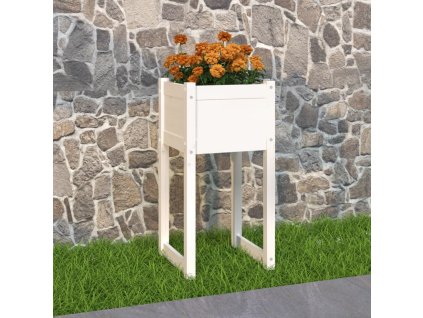 vidaXL Kvetináč biely 40x40x81 cm borovicový masív