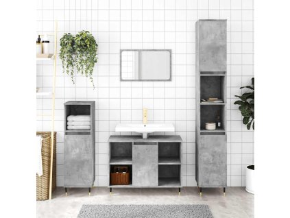 vidaXL Skrinka do kúpeľne betónová sivá 30x30x100 cm kompozitné drevo