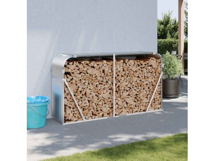 vidaXL Držiak na polená strieborný 180x45x100 cm pozinkovaná oceľ