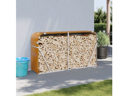 vidaXL Držiak na polená drevený vzhľad 180x45x100 cm pozinkovaná oceľ