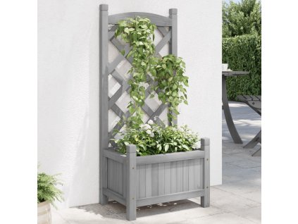 vidaXL Kvetináč s mriežkou sivý masívna jedľa