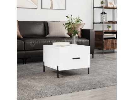 vidaXL Konferenčný stolík lesklý biely 50x50x40 cm kompozitné drevo