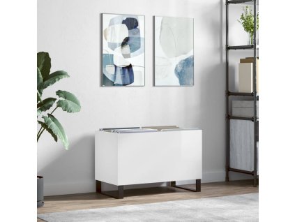 vidaXL Skrinka na platne lesklá biela 74,5x38x48 cm kompozitné drevo