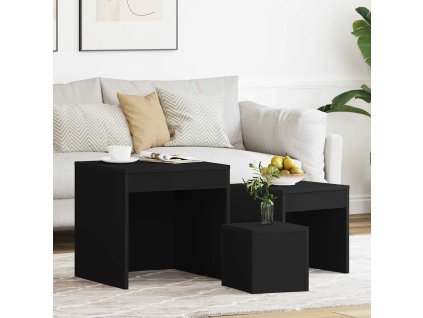 vidaXL Zasúvacie stolíky 3 ks čierne spracované drevo