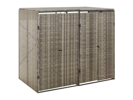 vidaXL Ohrada na dva odpadkové koše sivá 140x80x117 cm polyratan