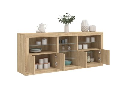 vidaXL Komoda s LED svetlami dub sonoma 162x37x67 cm