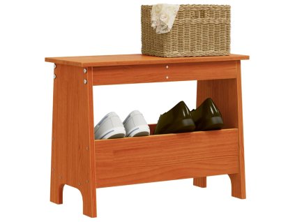 vidaXL Lavica do predsiene vosková hnedá 60x28x45 cm masívna borovica