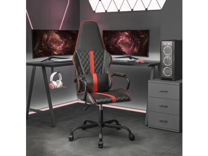 vidaXL Masážna herná stolička červeno-čierna umelá koža