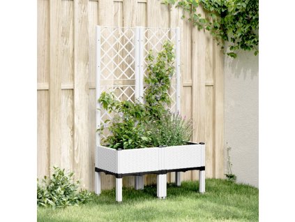 vidaXL Záhradný kvetináč s mriežkou biely 80x40x142 cm PP