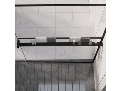 vidaXL Sprchová polica pre sprchovú stenu čierna 115 cm hliník