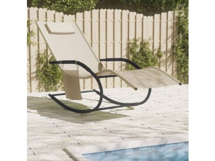 vidaXL Hojdacie lehátko krémové oceľ a textilén