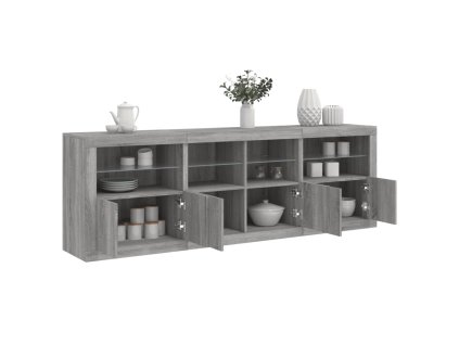 vidaXL Komoda s LED svetlami sivá sonoma 202x37x67 cm