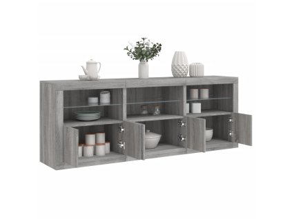 vidaXL Komoda s LED svetlami sivá sonoma 181,5x37x67 cm