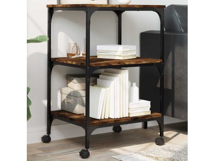 vidaXL Stojan na tlačiareň 3-posch. dymový dub 50x41x75 cm komp. drevo