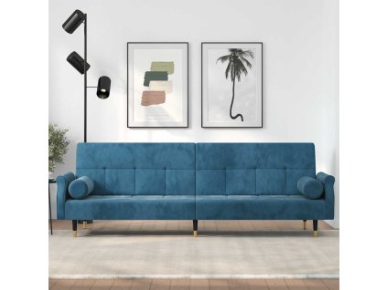 vidaXL Sedacia súprava s vankúšmi modrá zamat