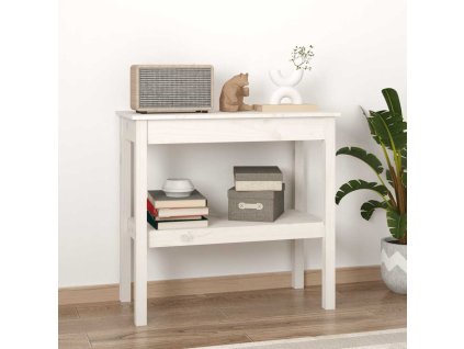 vidaXL Konzolový stolík biely 80x40x75 cm masívne borovicové drevo