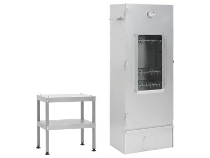 vidaXL Grilovacia udiareň so stolom pozinkovaná oceľ