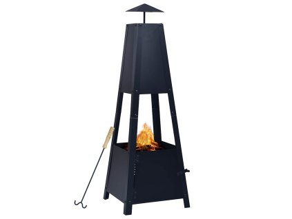 vidaXL Prenosné ohnisko 35x35x99 cm čierne oceľové