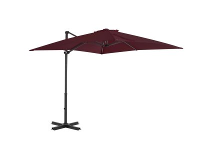 vidaXL Závesný slnečník s hliníkovou tyčou bordovo-červený 250x250 cm