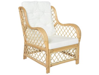 vidaXL Pohovka s podložkou prírodný ratan a ľan