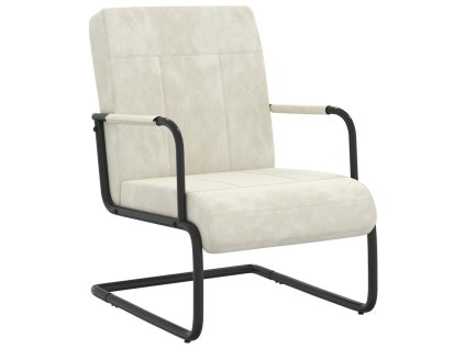 vidaXL Stolička na perovej kostre krémovo-biela zamatová