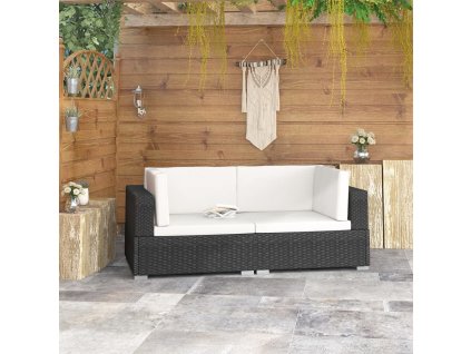 vidaXL Rohové sedačky 2 ks s podložkami čierne polyratanové