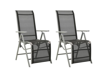vidaXL Sklápacie záhradné stoličky 2 ks hliník a textilén strieborné