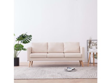 vidaXL Látková 3-miestna pohovka krémová