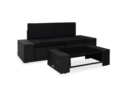 vidaXL 3-dielna záhradná sedacia súprava čierna polyratanová