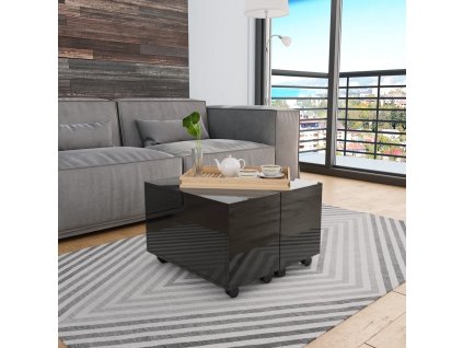 vidaXL Konferenčný stolík čierny 60x60x35 cm vysoko-lesklý drevotrieska