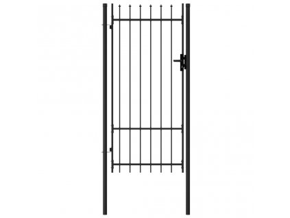 vidaXL Jednokrídlová plotová brána s hrotmi, oceľ 1x2 m, čierna
