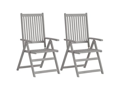 vidaXL Záhradné sklápacie stoličky 2ks sivé masívne akáciové drevo