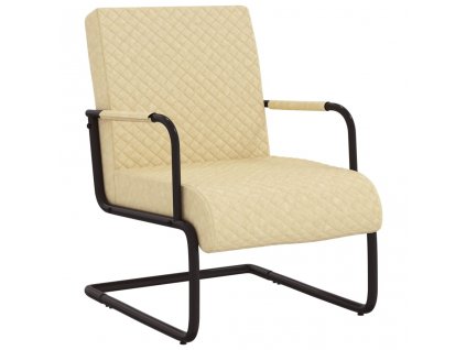 vidaXL Stolička na perovej kostre, krémová umelá koža