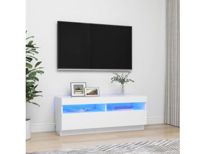 vidaXL TV skrinka s LED svetlami biela 100x35x40 cm