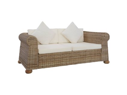 vidaXL 2-miestna sedačka s vankúšmi prírodný ratan