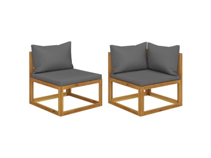 vidaXL 2-dielna sedacia súprava s tmavosivými podložkami akáciový masív